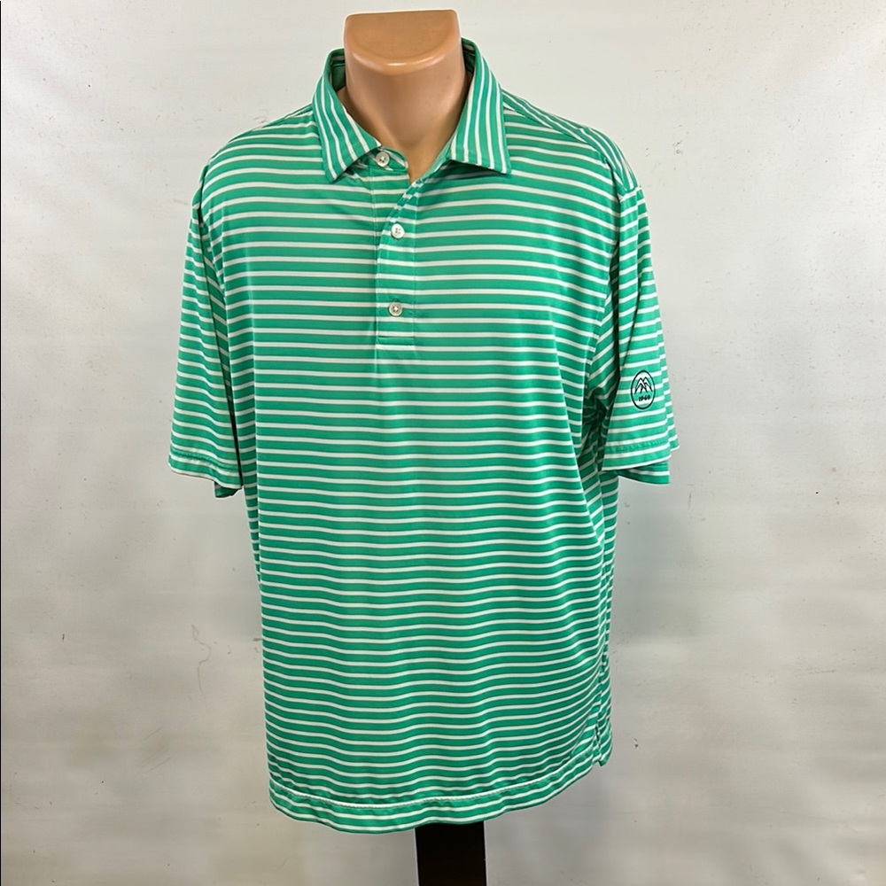 FootJoy Green Striped Polo Shirt - Large